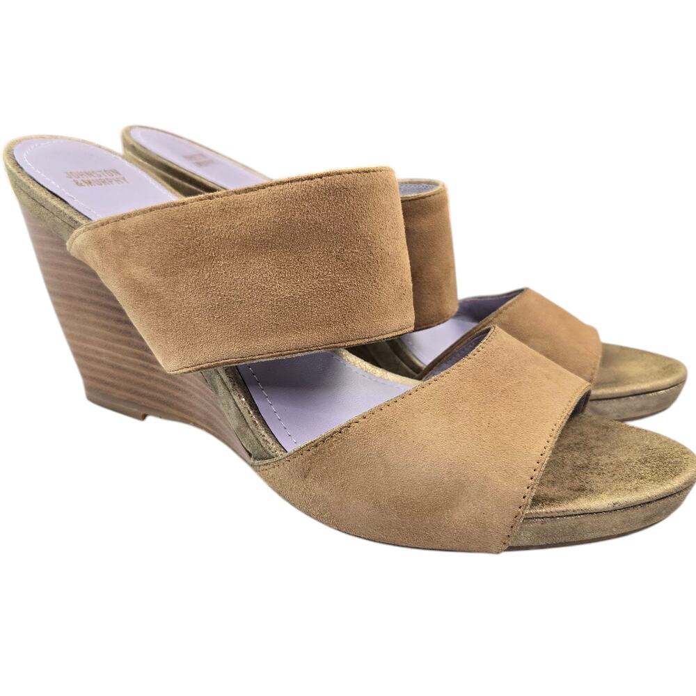 Johnston & Murphy Nisha Wedge Sandals Size 10M Brown Slide